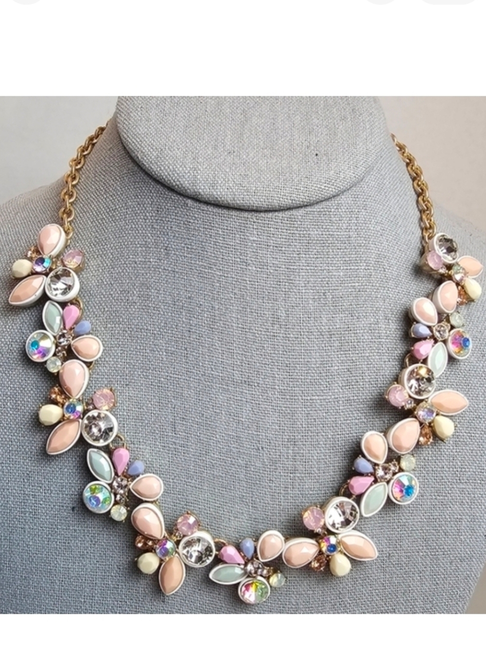 [J. Crew] Crystal Collage Floral Brûlée Collar Necklace ♡ Frosty Lilac Pastels